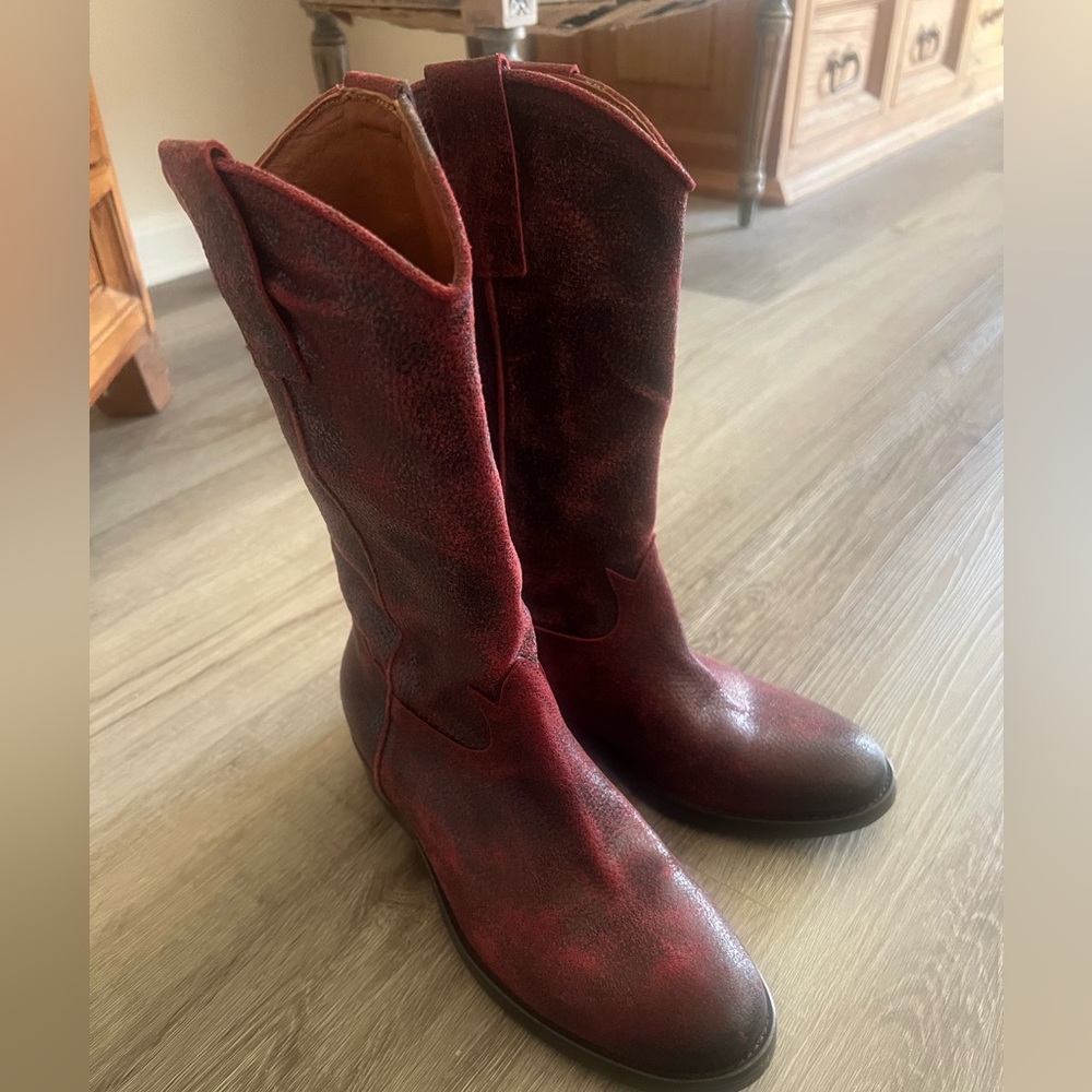 Free People Red Heeled Boots with Pointed Toe